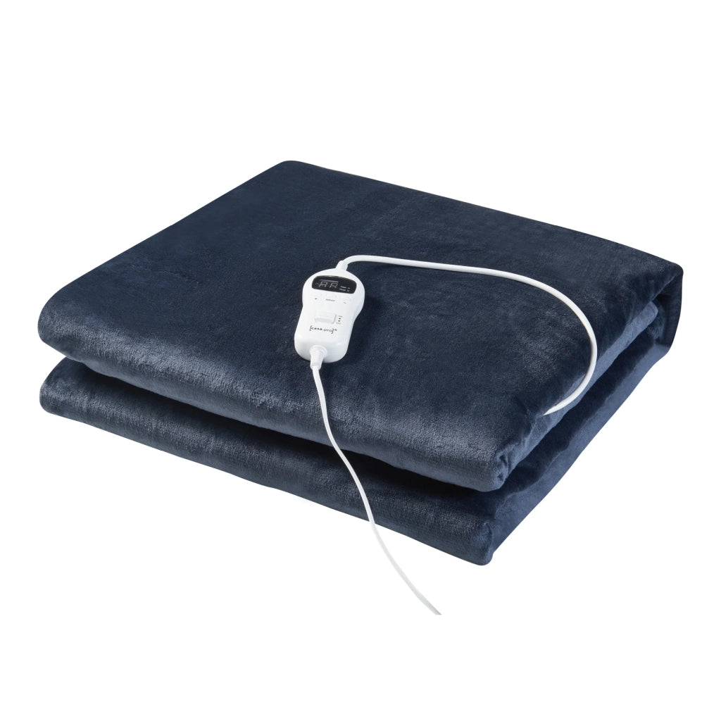 Coperta elettrica riscaldata 120 watt camera da letto 180 x 130 cm blu scuro 03_0009329