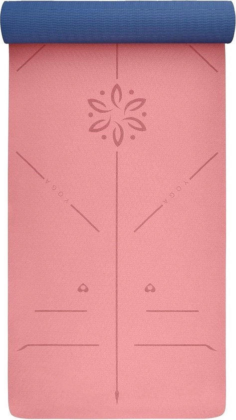 Mat Yoga Ecologico - TPE, non-slip e spesso. Mat Yoga con Linee di Allineamento del Corpo. Mat Pilates Perfetto per esercizi di allenamento, Palestra e Fitness.