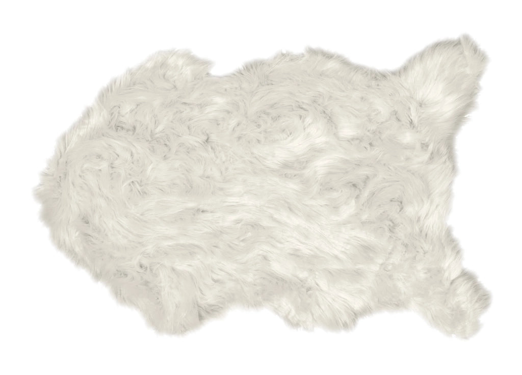 Tappeto Peloso In Pelliccia Ecologica Sagomato Modello Stoccolma Varie Misure - 60x90cm - Avorio