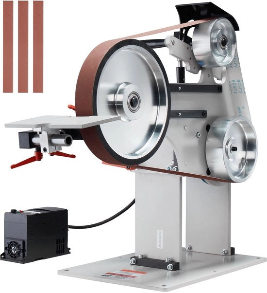 Macchina per taglio di cintura, 72 x 2 pollici Macchina per levigazione di cinta con velocità variabile con VFD, 1500 W Trimmer con 3 forme di abrasione