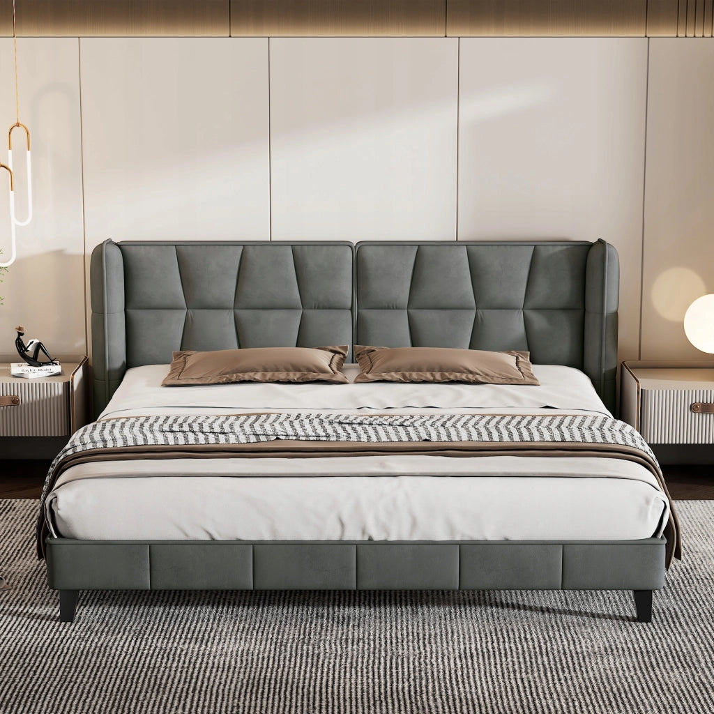 Letto imbottito - Xylo - 180x200 - Grigio - Velluto