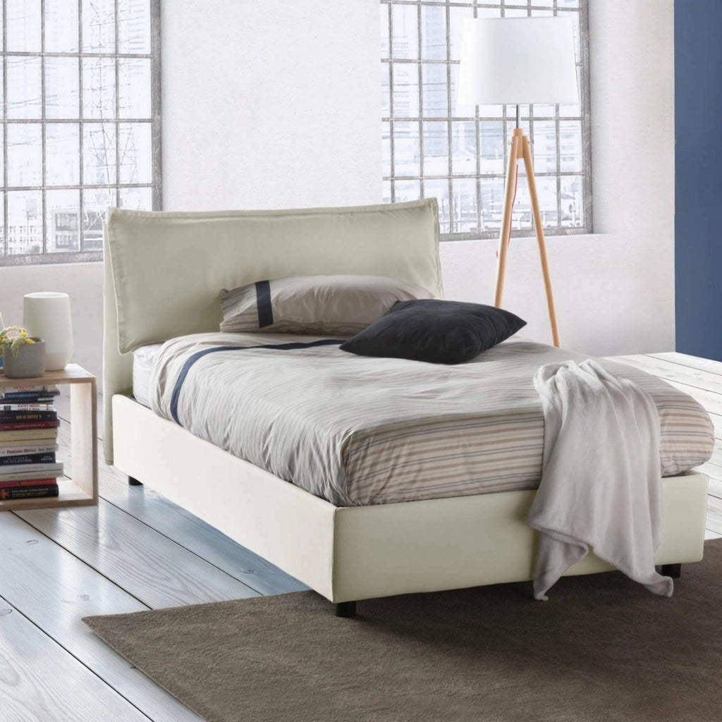 Arnaldo, Letto Piazza e Mezza Sfoderabile Made in Italy, Beige