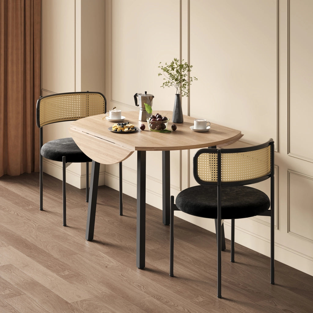 Tavolo da pranzo pieghevole per 2-4 persone con piano rotondo, in MDF, colore rovere, per cucina e soggiorno