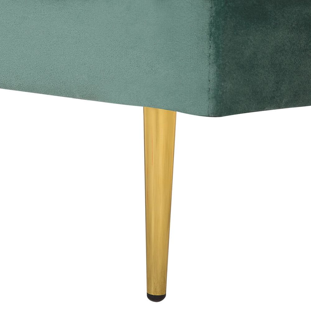 Chaise longue Verde Menta Velluto Imbottito Orientamento versione destra Gambe In Metallo Rafforzamento Cuscino Design Moderno