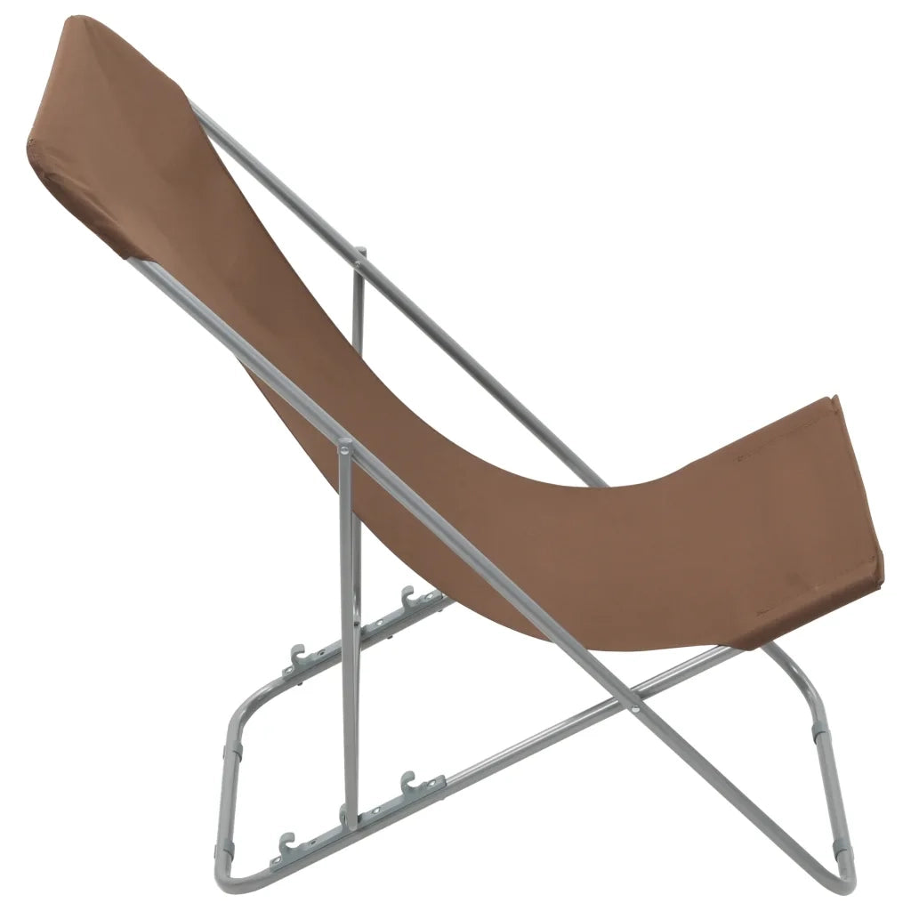 Sedie da Spiaggia Pieghevoli 2pz Acciaio Tessuto Oxford Marrone 44362