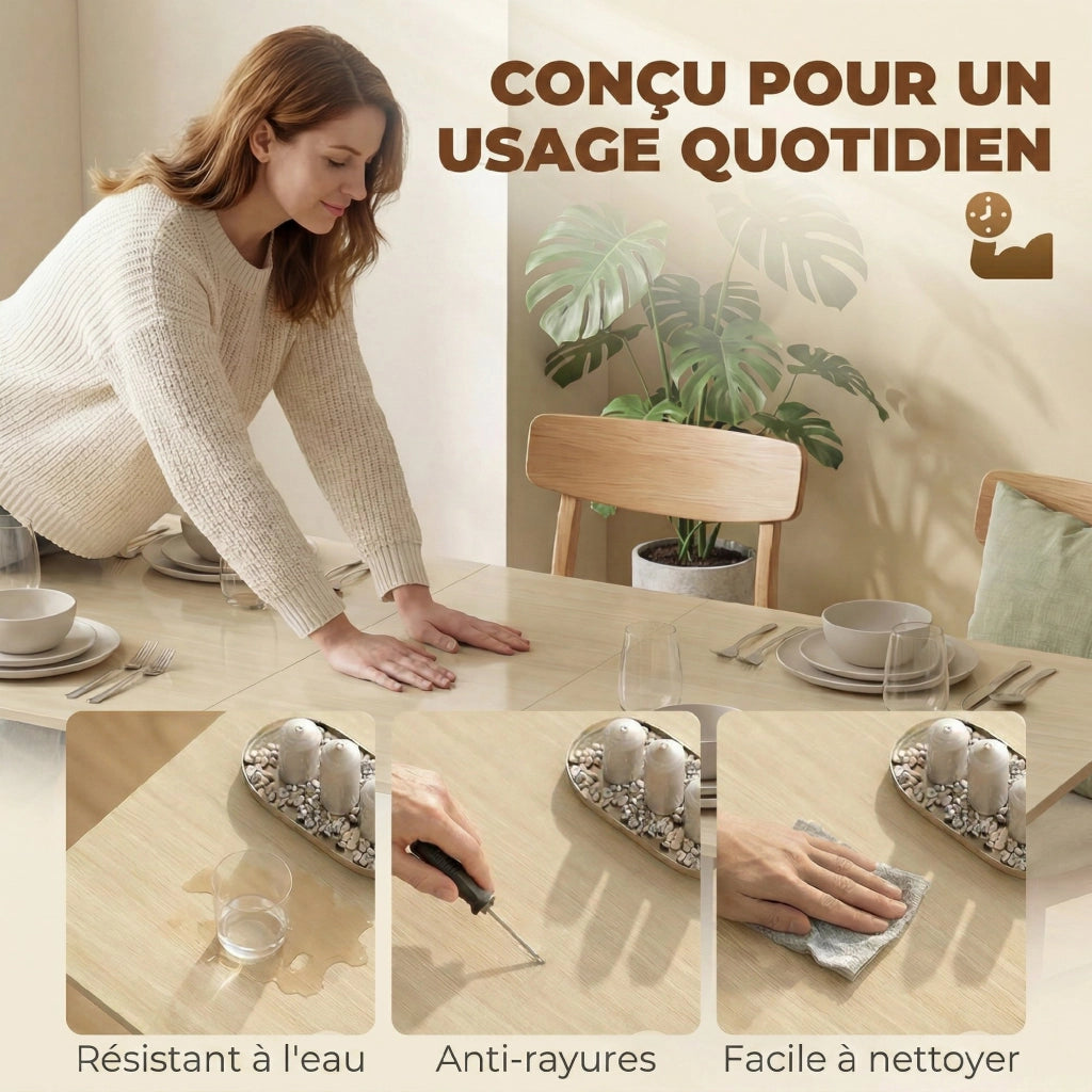 Tavolo da pranzo pieghevole per 6 persone con 2 cassetti e 4 ripiani ¨C zephmum ¨C bianco 39-168 cm