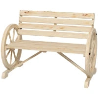 Panca da Giardino con Design a Ruota per 2 Persone in Legno di Abete Scuro Naturale 105,5 x 56 x 79 cm, Naturale