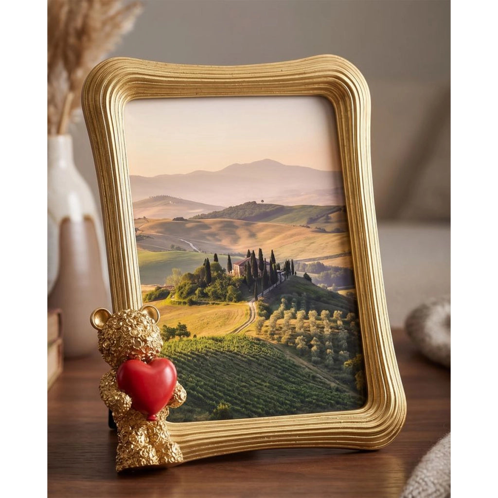 Cornice portafoto Glam in poliresina oro con orsetto