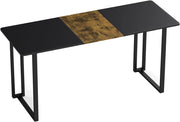 Scrivania per computer in stile industriale, 160 x 60 x 75,5 cm, grande tavolo da lavoro con telaio in metallo, per ufficio, studio, sala da pranzo (nero+marrone)