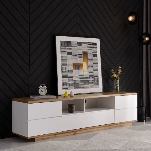 Armadio TV moderno - Xylo - 180cm - Bianco - Veinature legno