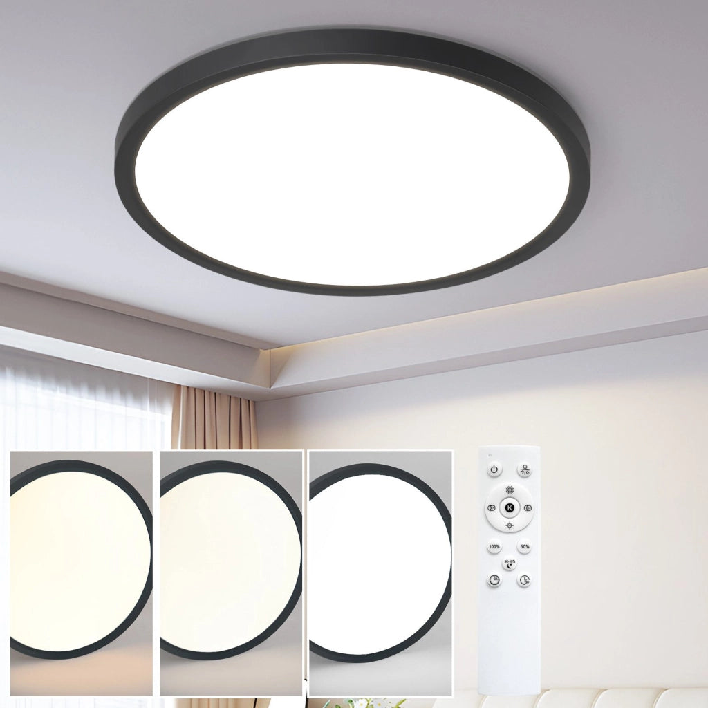 ZMH Lampada da soffitto plafoniera LED moderna rotonda nera 30cm per soggiorno corridoio