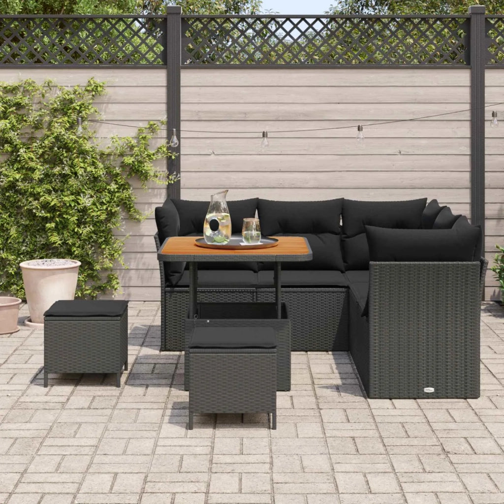 Set Divano da Giardino 8 pcs Nero polyrattan 3361479