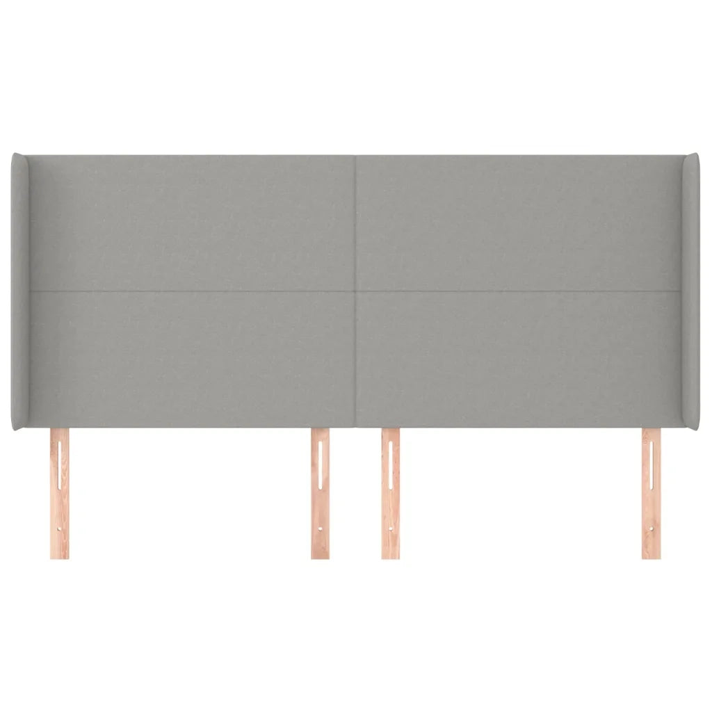 Testiera ad Orecchio-Testata con Orecchie Grigio Chiaro 183x16x118/128 cm in Tessuto 181853