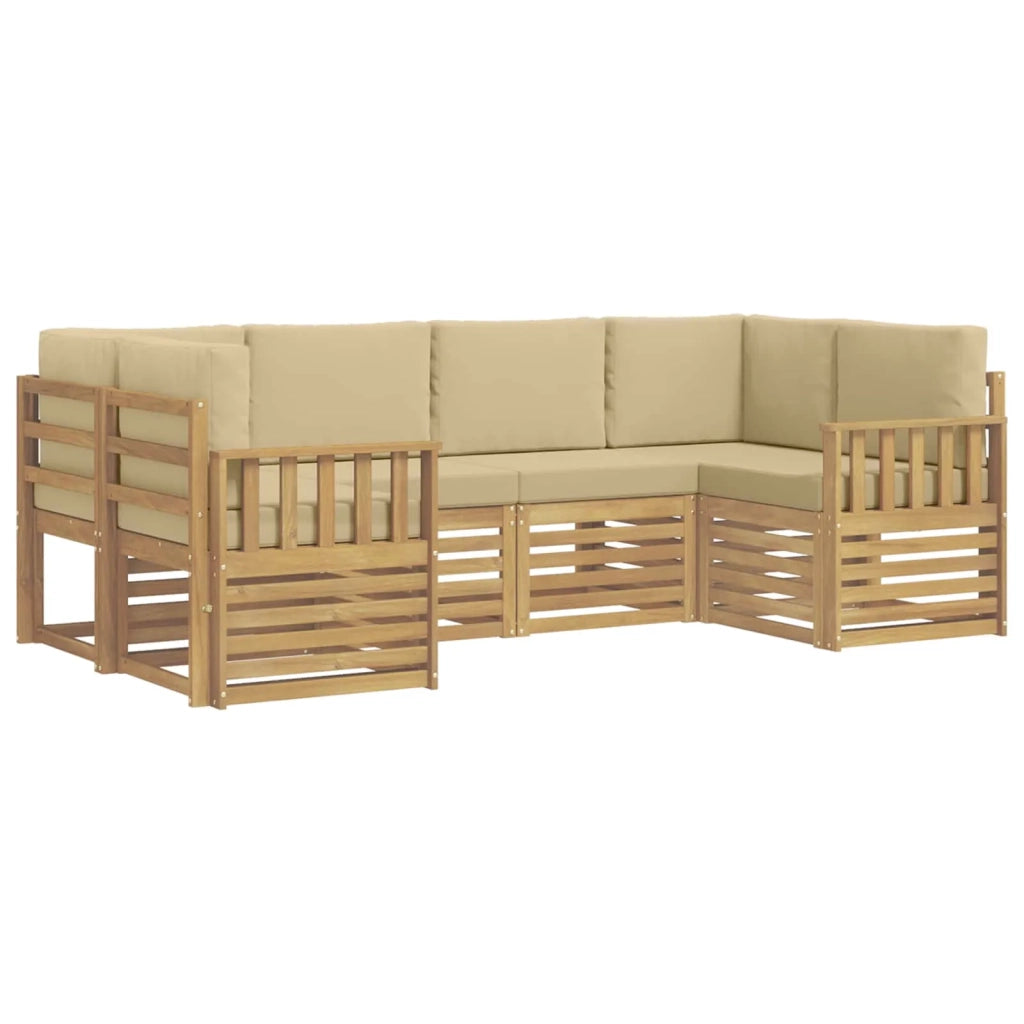 Set di divani da esterno 5 pcs Bianco e Beige
