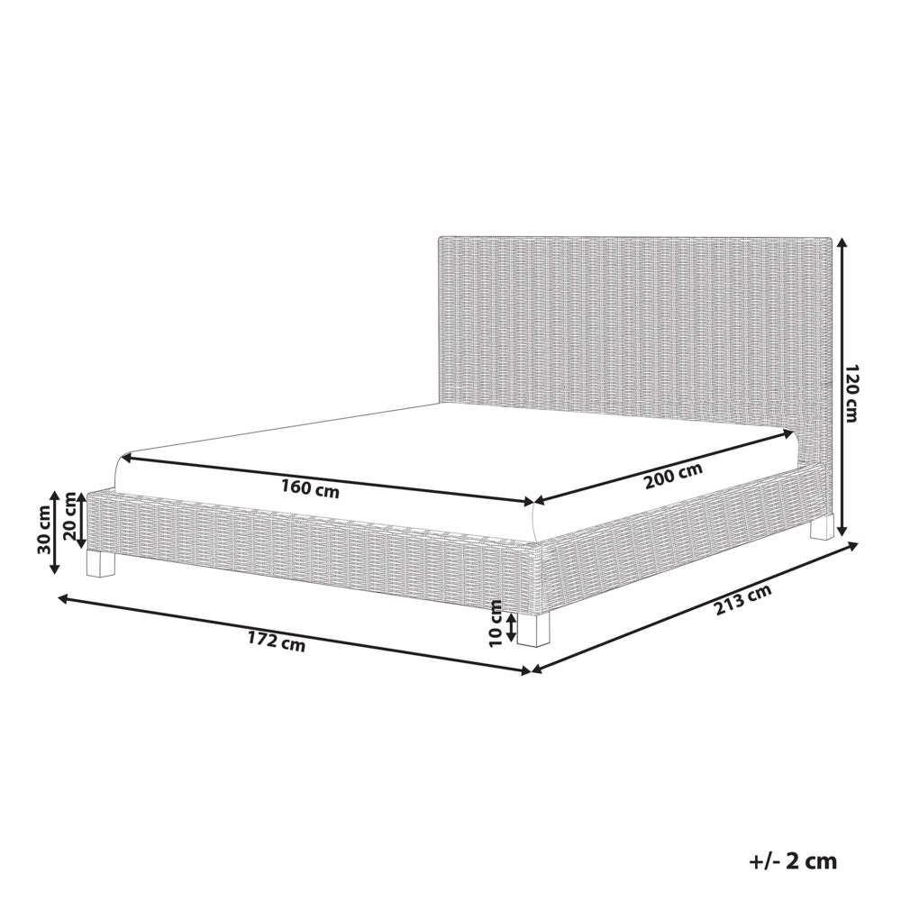 Letto a pannello Rattan naturale Legno di mogano UE Doppio 160 x 200 cm Rete a doghe Testata intrecciata Moderna Boho