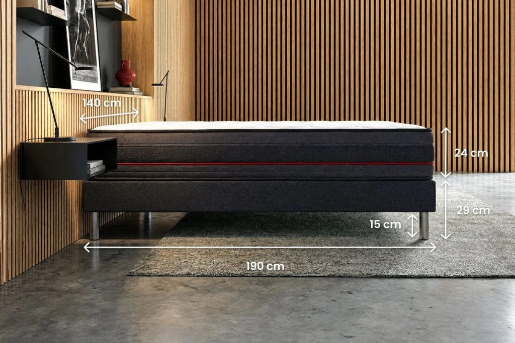 Pacchetto letto completo - Materasso 140x190cm + Box spring con doghe (kit) + 2 cuscini + Piumone - Regen