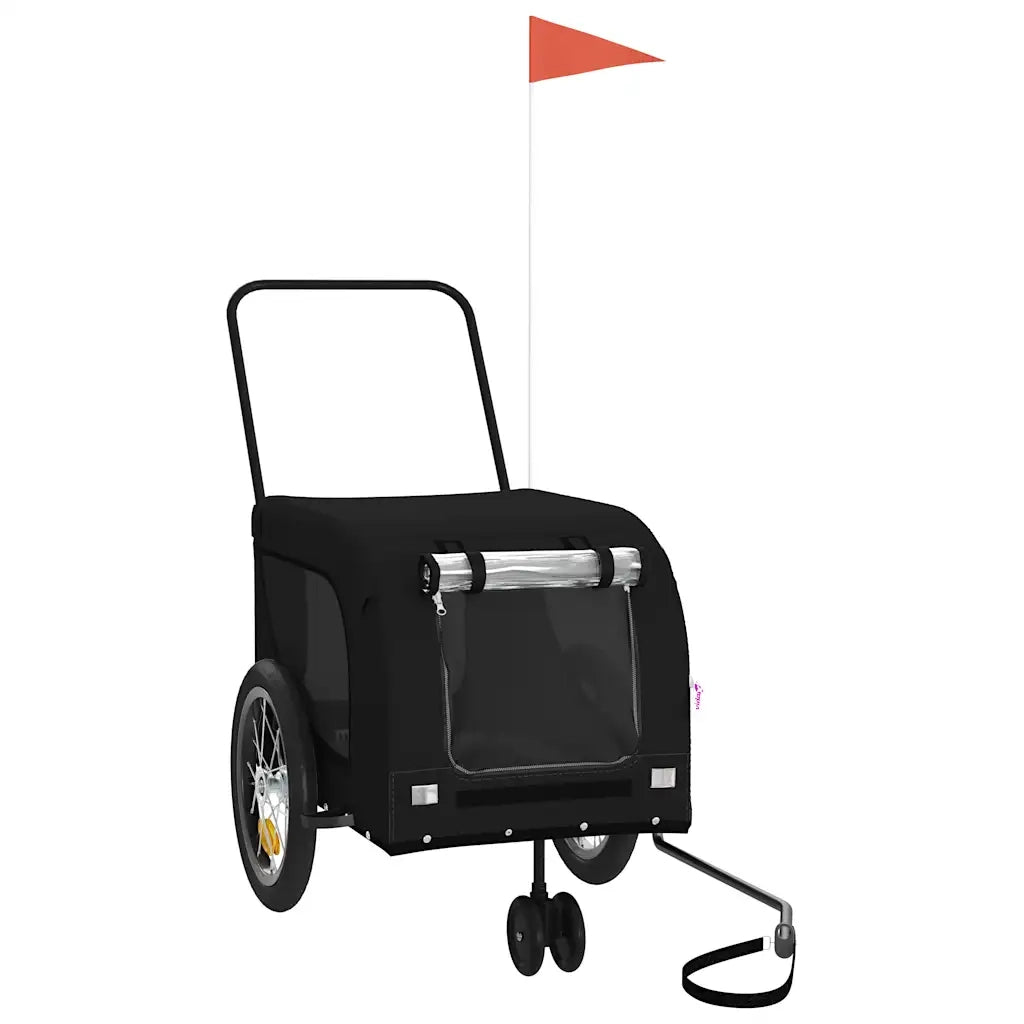 Rimorchio da Bici per Animali Nero Oxford e Ferro CFW3215185