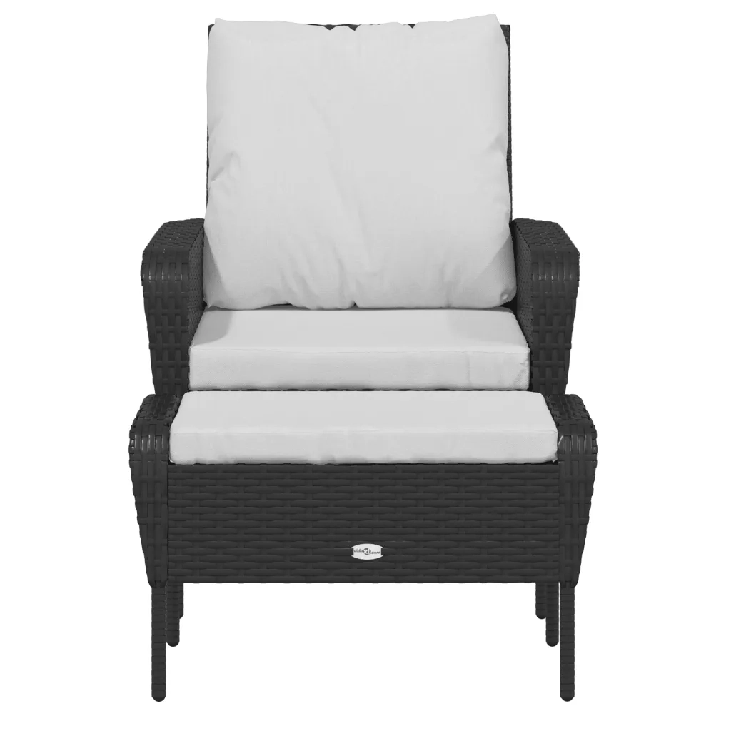 Poltrona da Giardino con Poggiapiedi in Polyrattan Nero CFW9822275