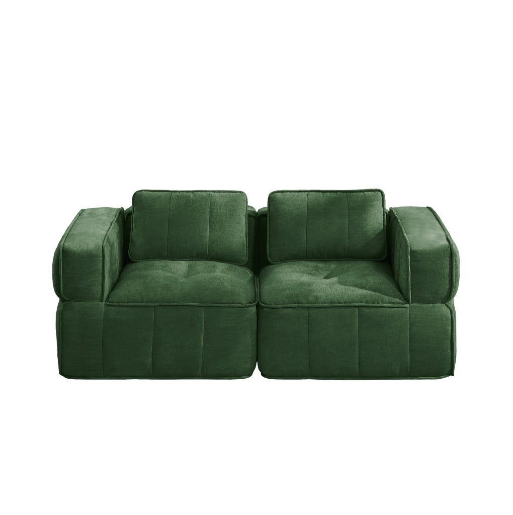 Divano modulare 2 posti senza struttura in poliestere verde; 198 x 93 x 67 cm