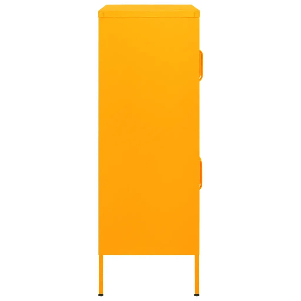 Mobile contenitore contemporaneo 80 x 35 x 101,5 cm con 2 ripiani regolabili finitura opaca in acciaio giallo 02_0046828