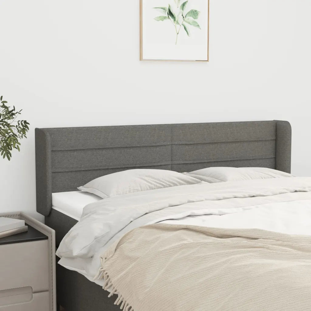 Testiera ad Orecchio Grigio Scuro 147x16x78/88 cm in Tessuto 3118907