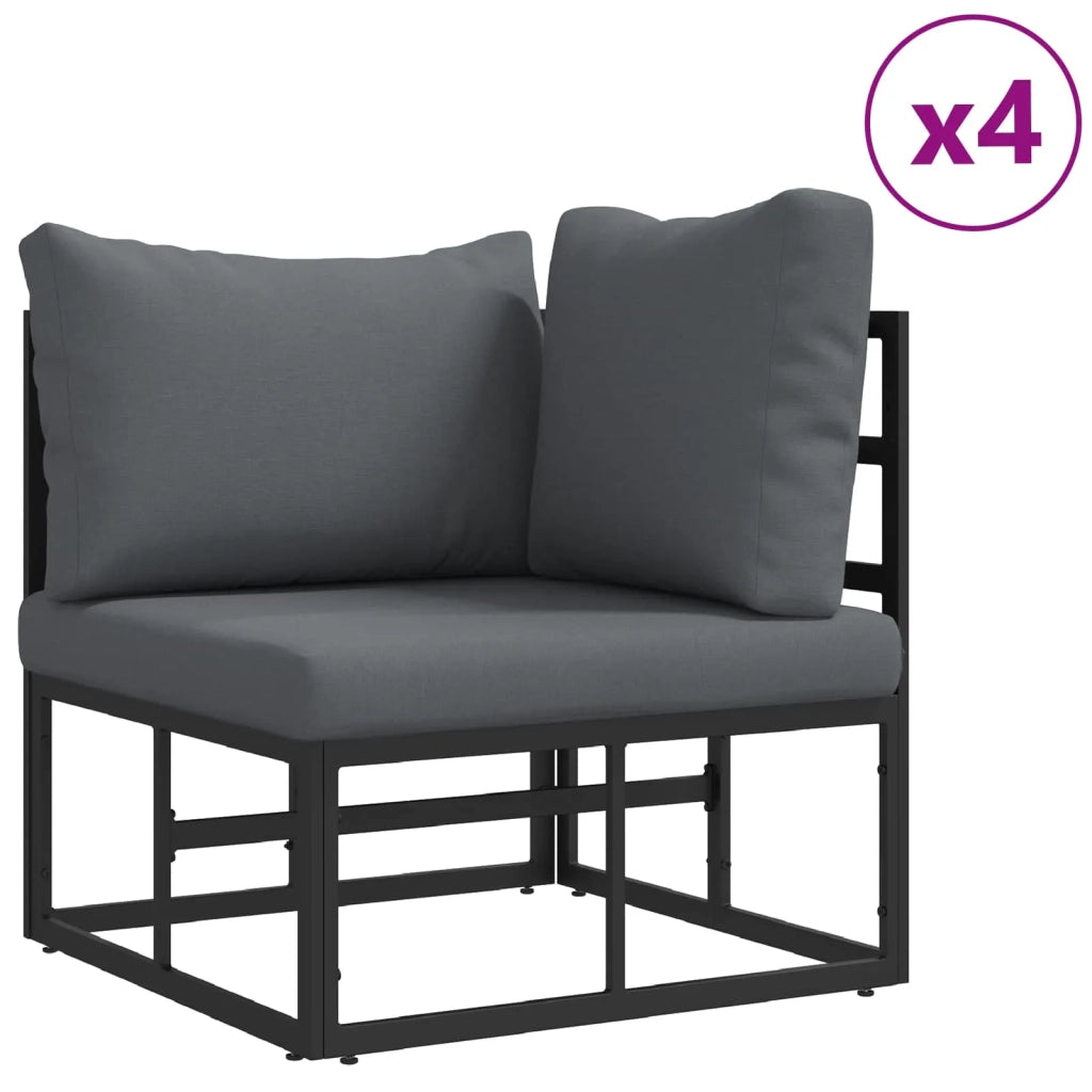 Set Divano da Giardino con cuscino 8 pcs Nero Alluminio