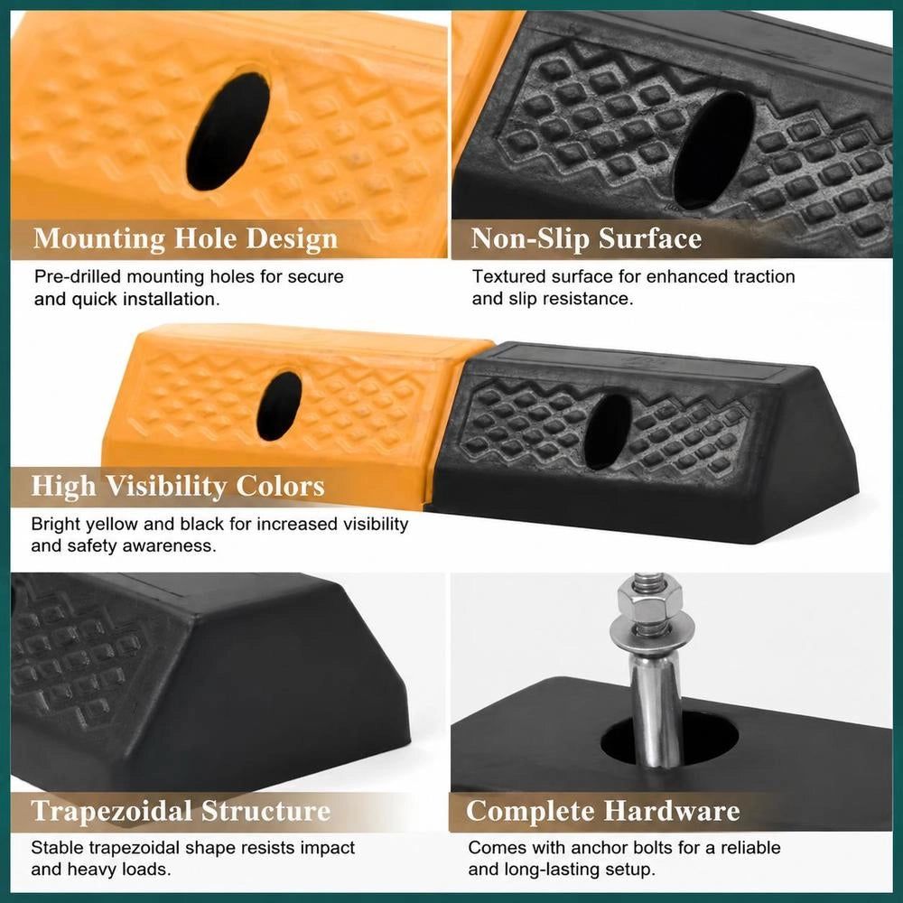 Parking Bumpers, 2 Pieces, Rubber, 49 X 15 X 9 Cm