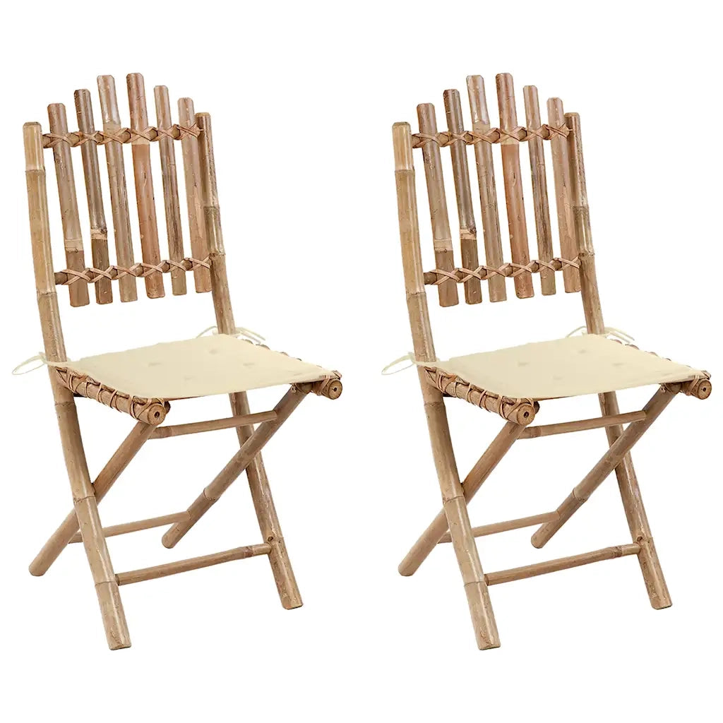 Sedie da Giardino Pieghevoli 2 pz con Cuscini in BambÃ¹ cod mxl 8098