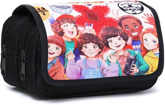 Etui a cappezzalo con doppia chiusura a raffia, contenitore portatile per materiali di lavoro, Etui a cappezzalo con grande capacità per materiali di lavoro e scolastici