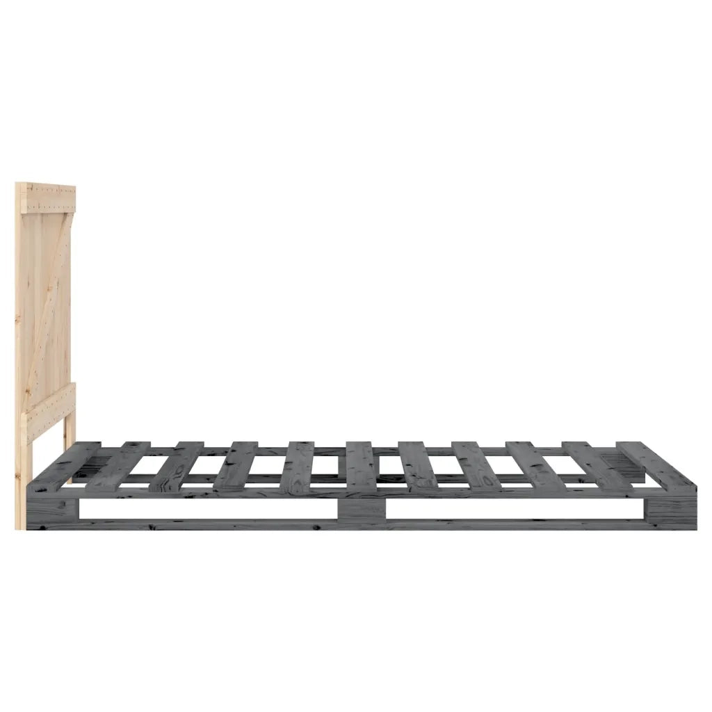 Giroletto con Testiera Grigio 90x200 cm Legno Massello di Pino