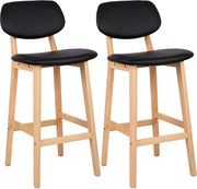 Set di 2 sedute da bar - Con schienale - Struttura in legno - Sedute ergonomiche - Cucina - Nero - Altezza seduta 65cm