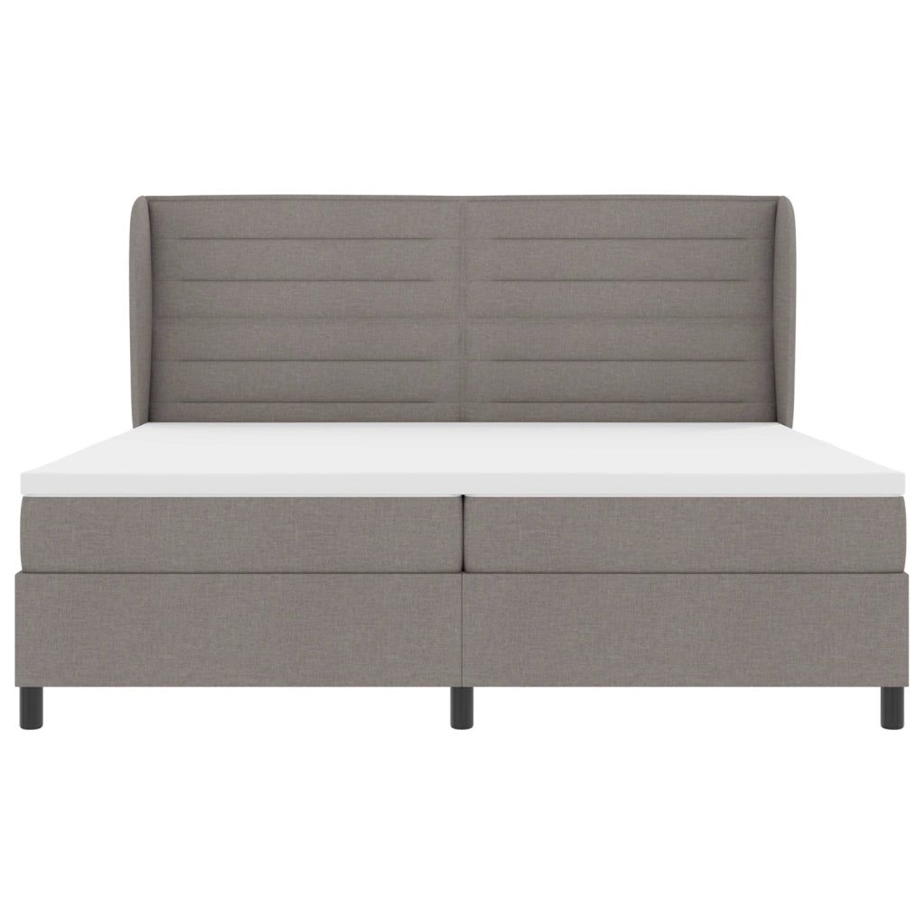 Box Spring Letto con Materasso Tortora 200x200 cm Tessuto