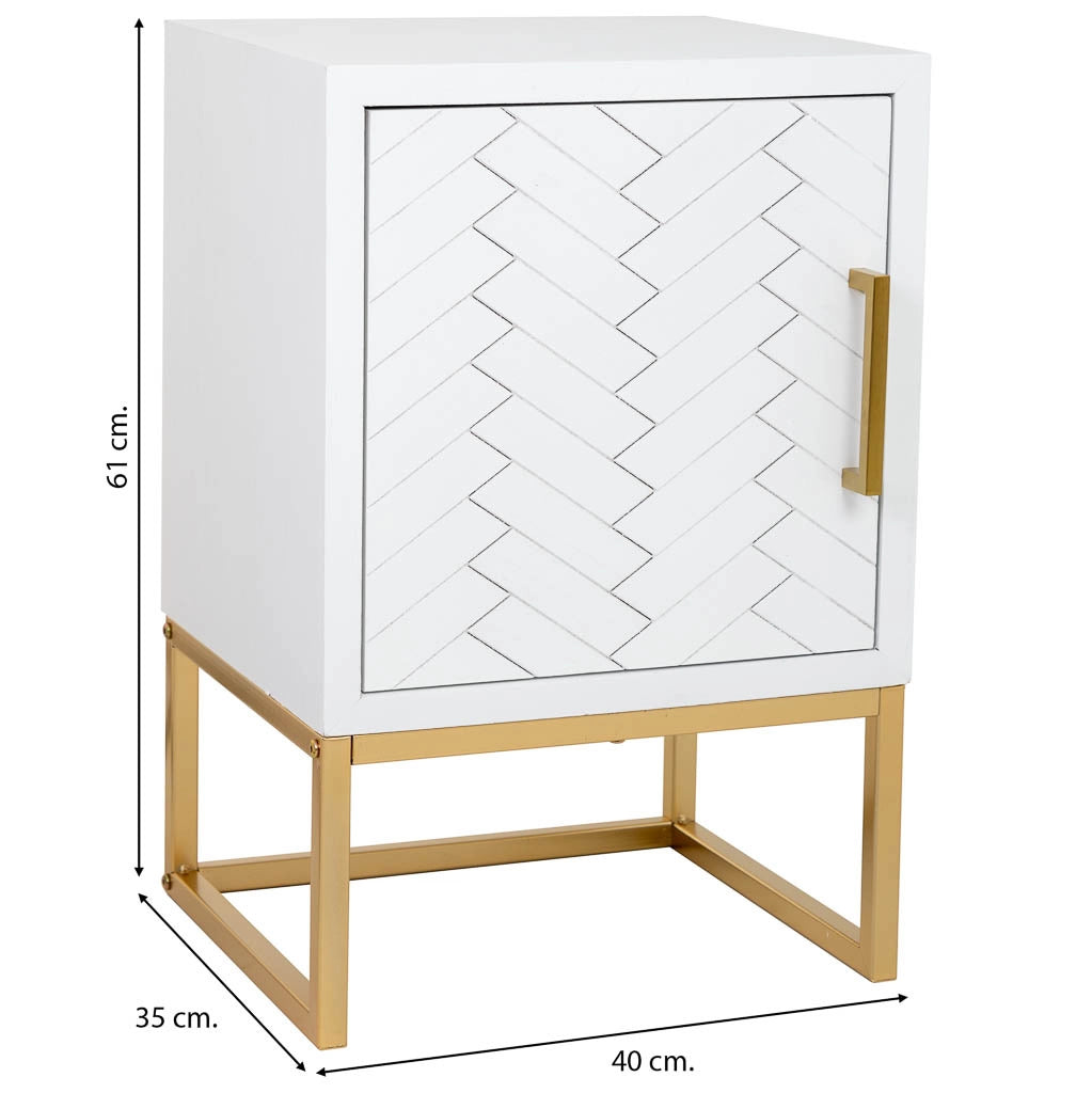 Tavolino 1 anta in legno e metallo 40x35x61h cm