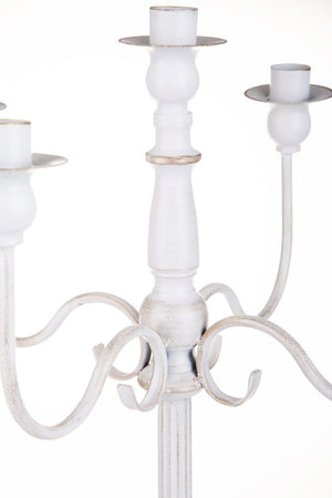 Candeliere con 5 Bracci 75 cm in Metallo Bianco e Oro