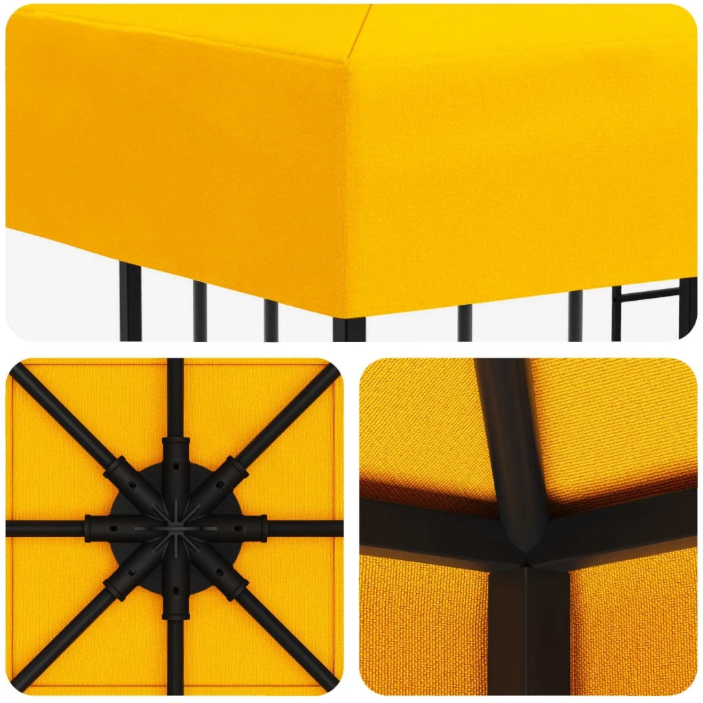 Gazebo | Pergolato 3 x 3 m Giallo Poliestere e Acciaio 190 gsm