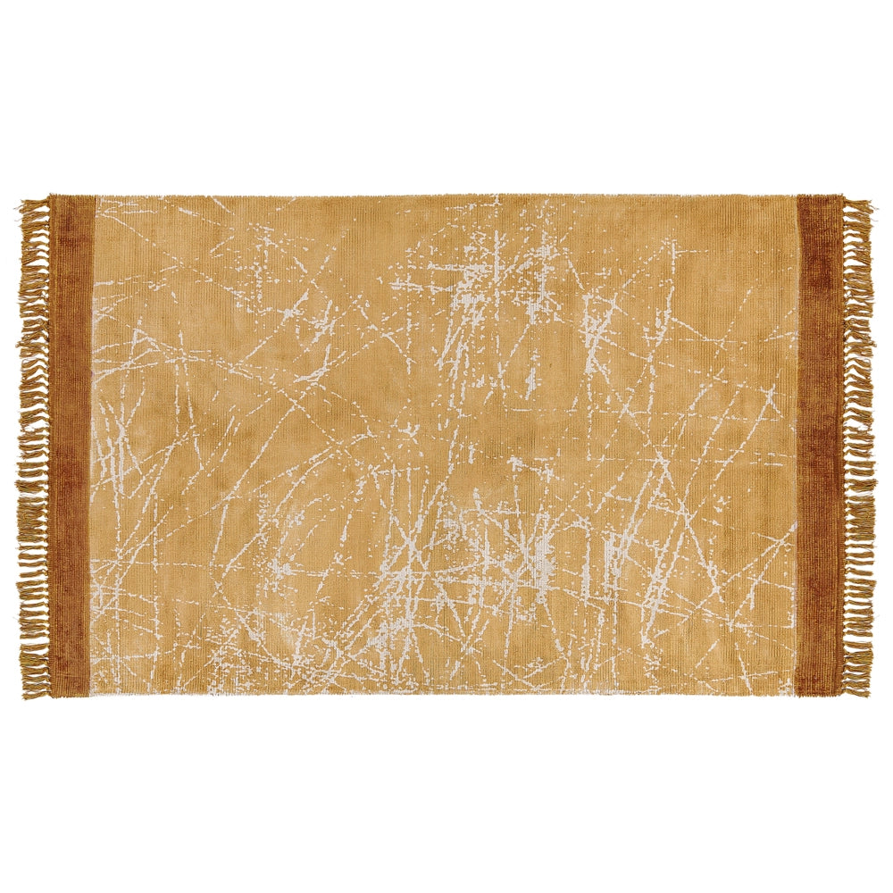 Tappeto moderno in viscosa con frange 140 x 200 cm arancione stile moderno contemporaneo camera da letto soggiorno