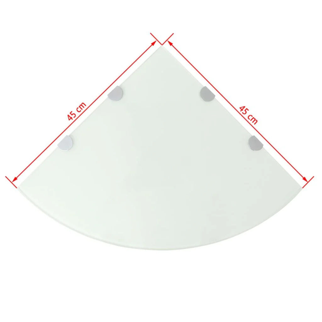 Mensola angolare con staffe cromate e vetro bianco 45 x 45 cm 2702225/2
