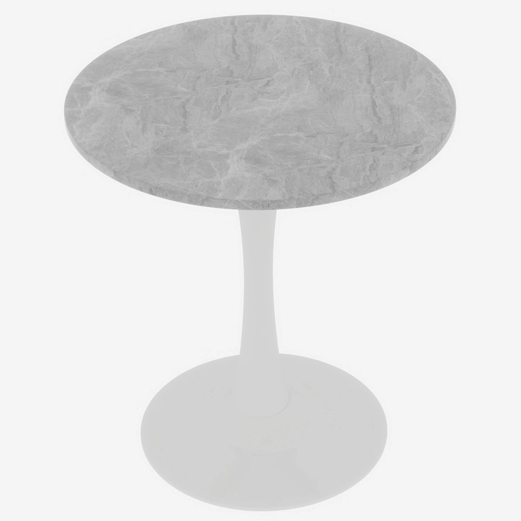 Tavolino da Caff¨¨ Rotondo ¨C MINIMAL ¨C Marmo Bianco con Venature Grigie, 70 cm