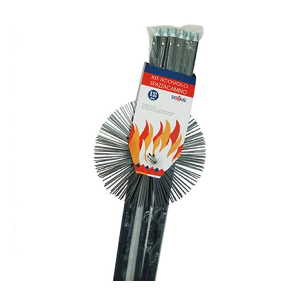 Kit per pulizia camino DOMUS  Scovolo tondo 250 mm in acciaio  Asta altezza 8,40 mt