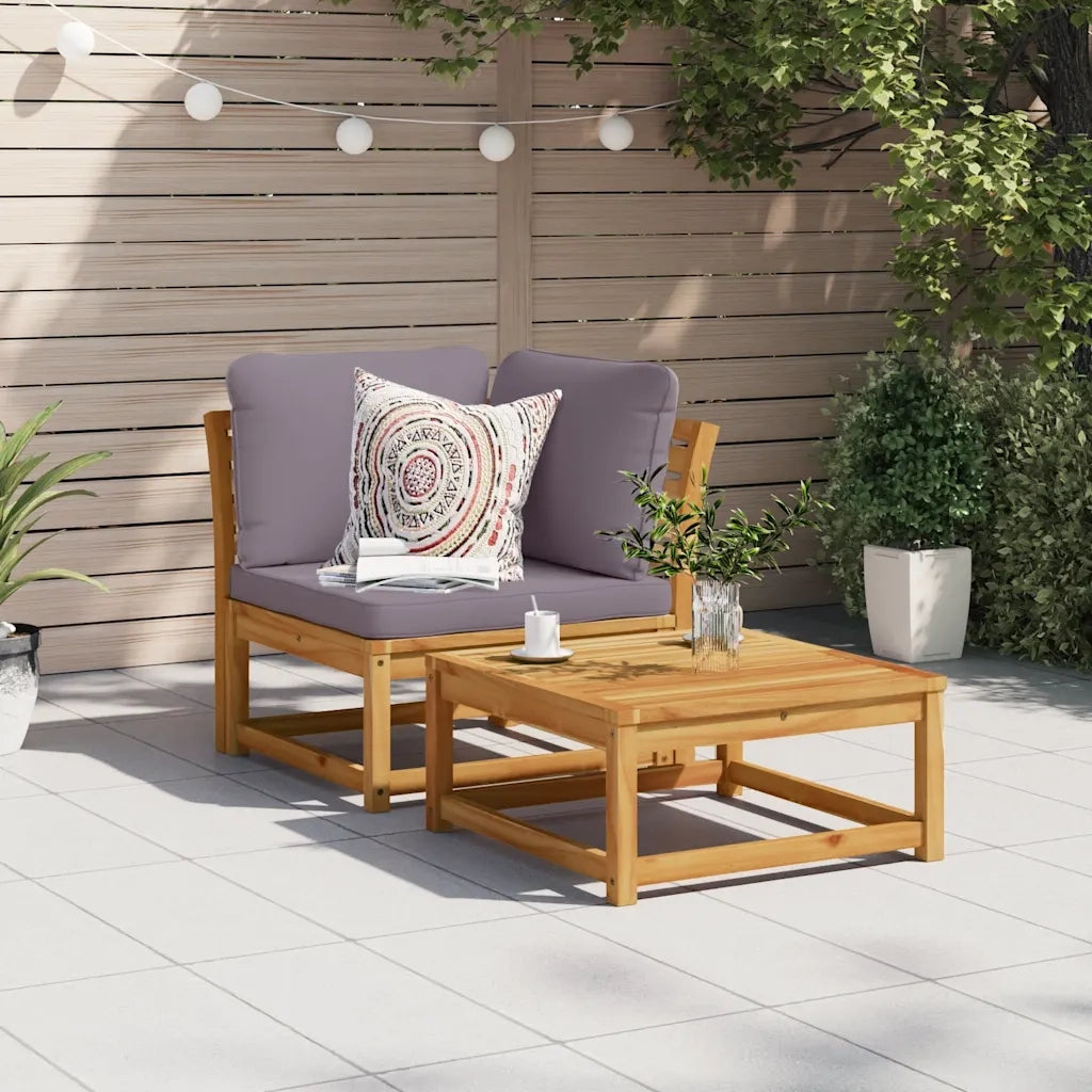 Divano Angolare Giardino con Cuscini 73x73x65cm Massello Acacia 366494