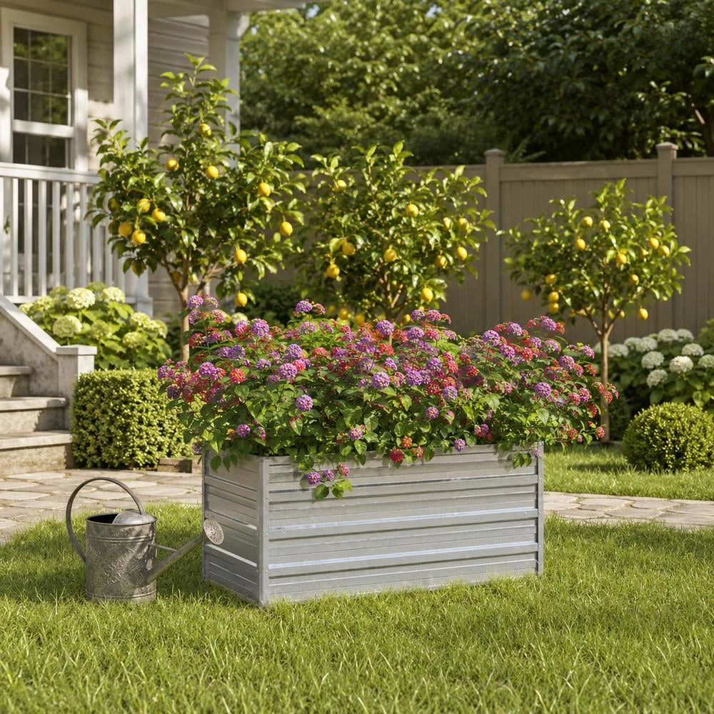 Garden Raised Bed 100x40x45 Cm Galvanized Steel Silver