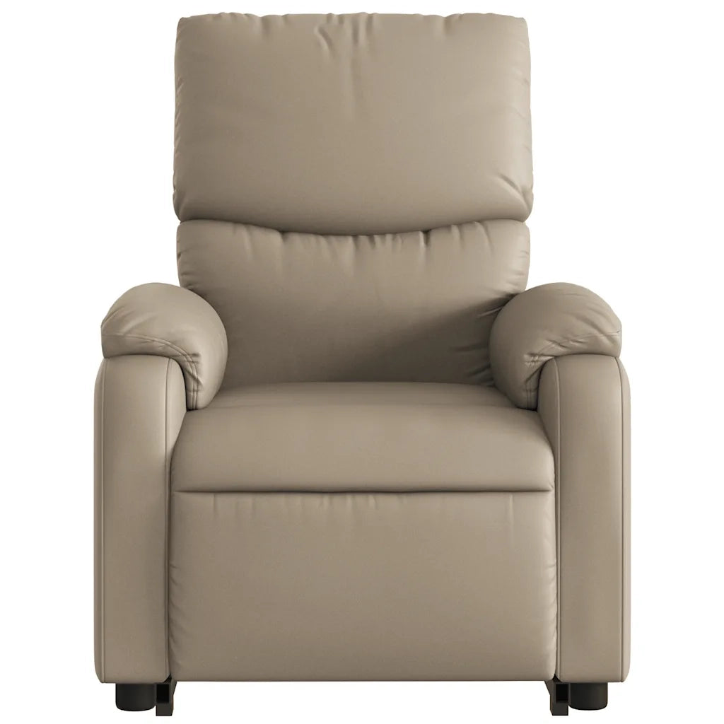 Poltrona | Sedia Relax Alzapersona Reclinabile Cappuccino in Similpelle