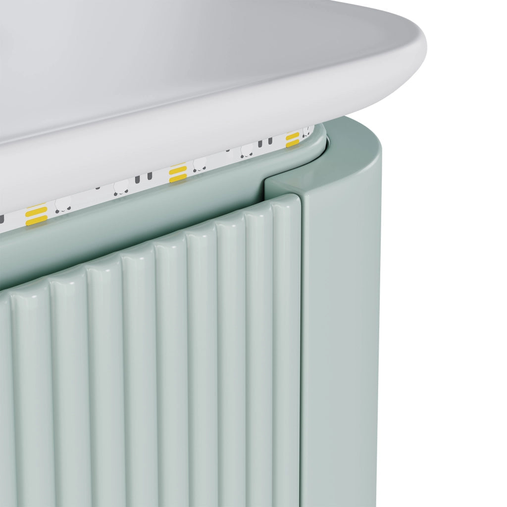 Mobile sottolavabo sospeso con lavabo integrato, struttura verticale, MDF laccato verde 80,5 × 47,5 × 51 cm