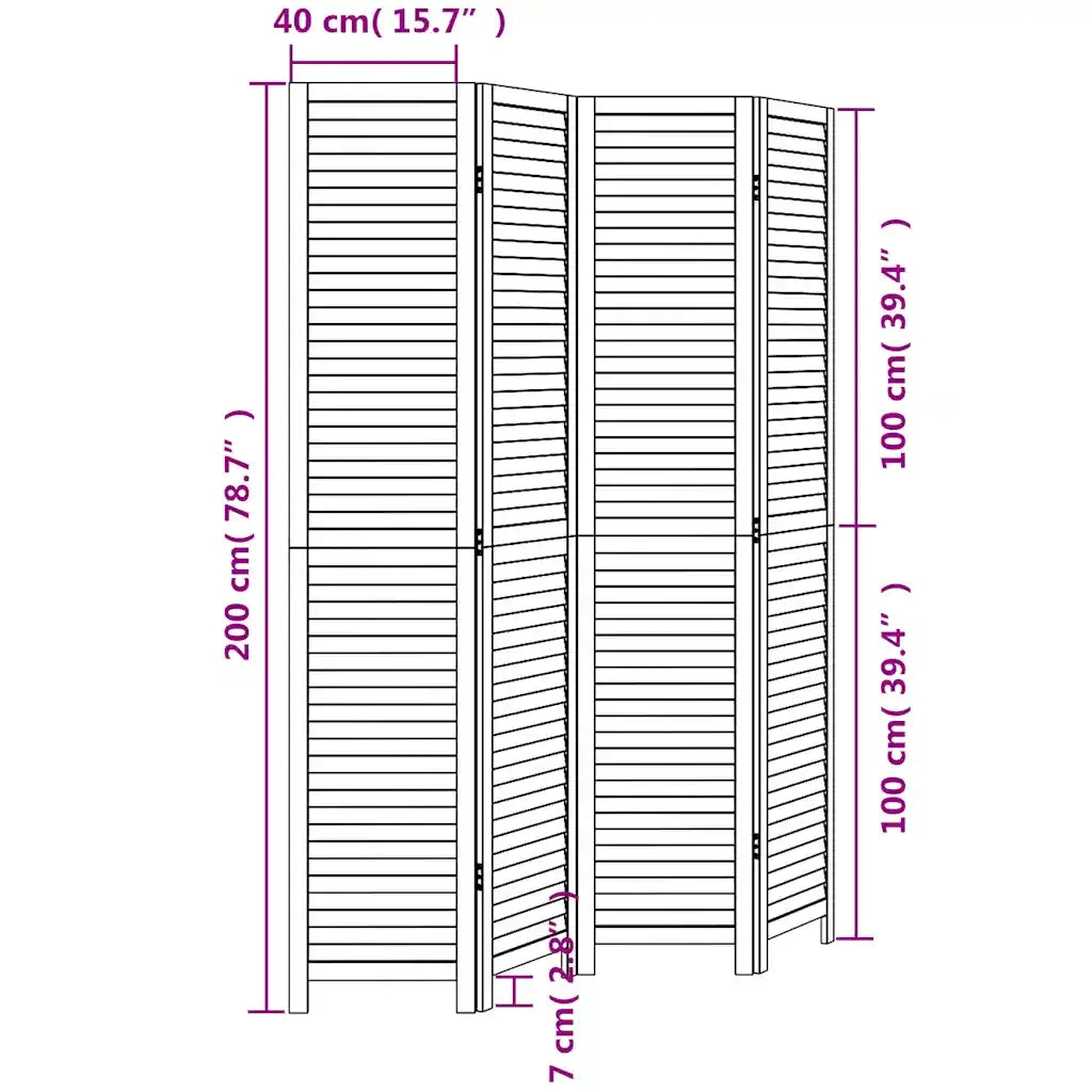 Divisorio Ambienti | Divider per stanze | Paravento 4Pannelli Bianco Legno Massello di Paulownia