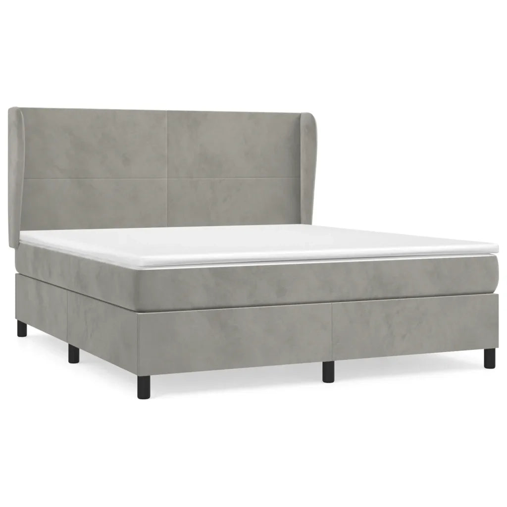 Giroletto a Molle con Materasso Grigio Chiaro 160x200cm Velluto 3129099