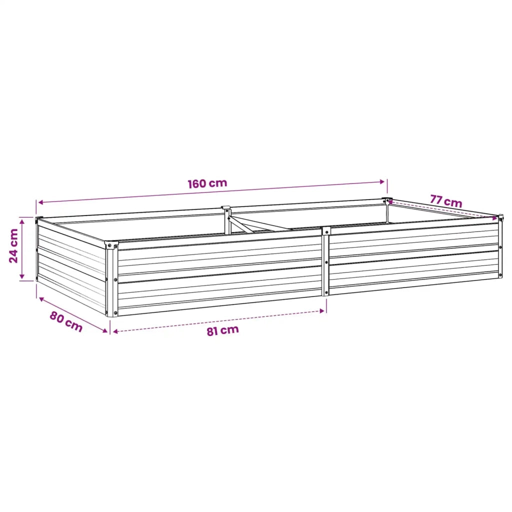 Letto rialzato da giardino Ruggine 160 x 80 x 24 cm cartone 8006479