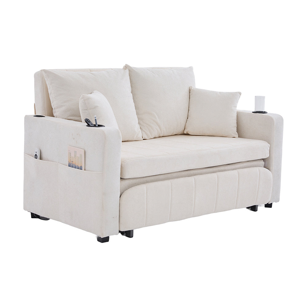 Divano multifunzionale - Xylo - 2 posti convertibile con USB, portaoggetti e rivestimento lavabile