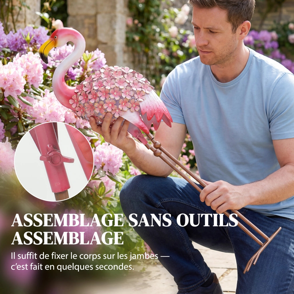 Statua Flamingo Rosa Giardino ¨C zephmum ¨C Metallo 28x19x83 cm