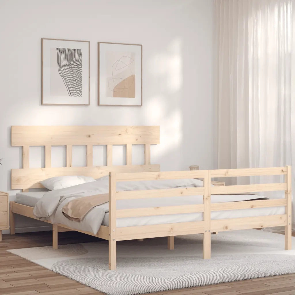 Giroletto con Testiera-Struttura Letto con testiera 160x200 cm in Legno Massello 679478