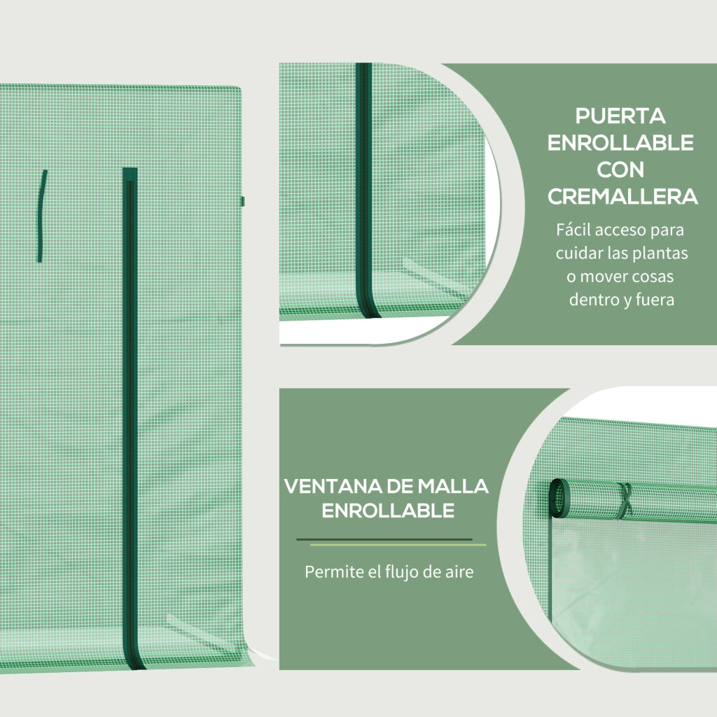 Serra da Giardino con Finestre e Struttura in Acciaio per Pomodori e Fiori ¨C Zephmum ¨C Verde 200x76x168 cm
